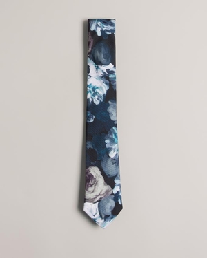 Cravates Ted Baker Painted Floral Print Silk Turquoise Bleu Homme | FVU-43550523